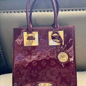 Elegant Burgundy Embossed Tote Bag